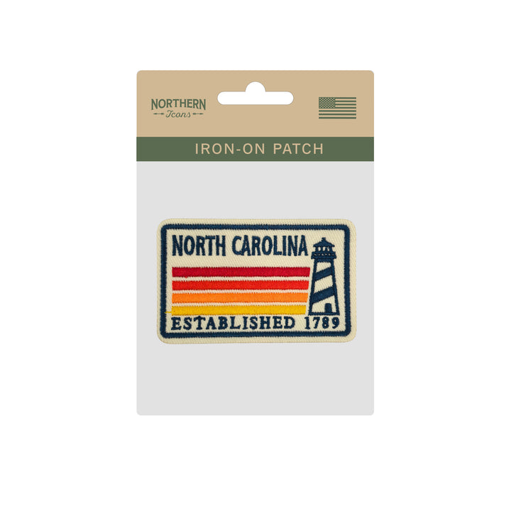 North Carolina Lighthouse Embroidered Iron-On Patch – Vintage State Souvenir Travel Patch