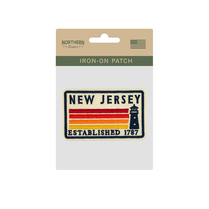 New Jersey Lighthouse Embroidered Iron-On Patch – Vintage State Souvenir Travel Patch