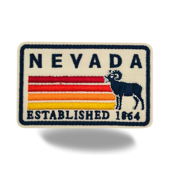 Nevada Bighorn Sheep Embroidered Iron-On Patch – Vintage State Souvenir Travel Patch