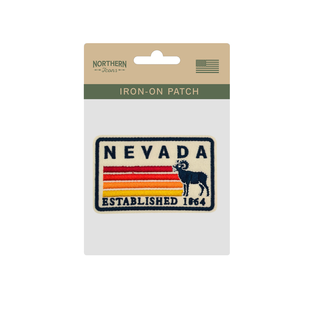 Nevada Bighorn Sheep Embroidered Iron-On Patch – Vintage State Souvenir Travel Patch