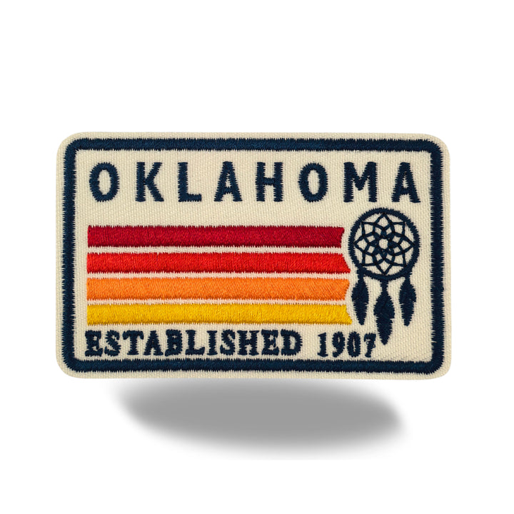 Oklahoma Dreamcatcher Embroidered Iron-On Patch – Vintage State Souvenir Patch