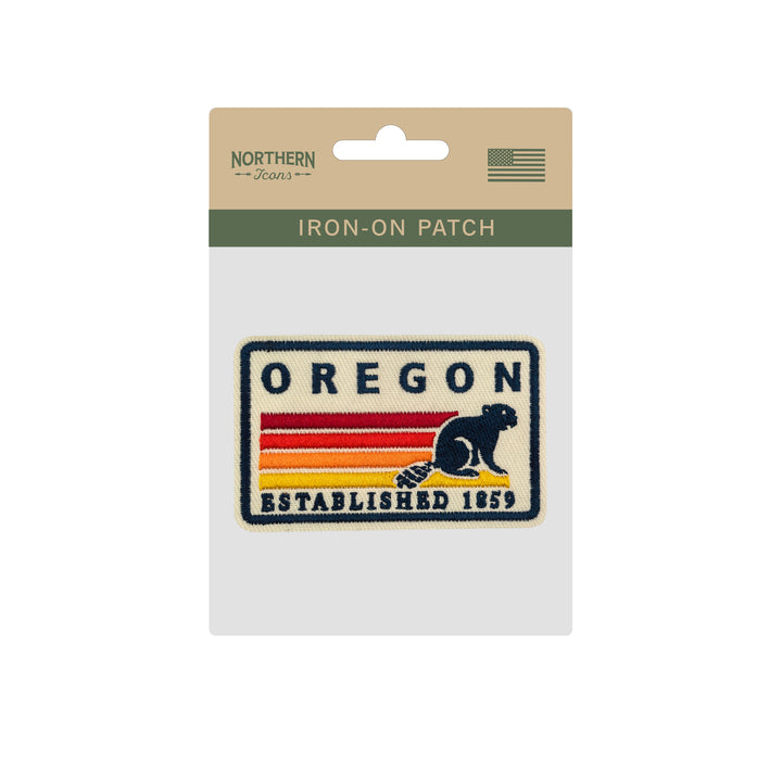 Oregon Beaver Retro Embroidered Iron-On Patch | Vintage Travel Souvenir Applique for Jackets, Backpacks & Hats