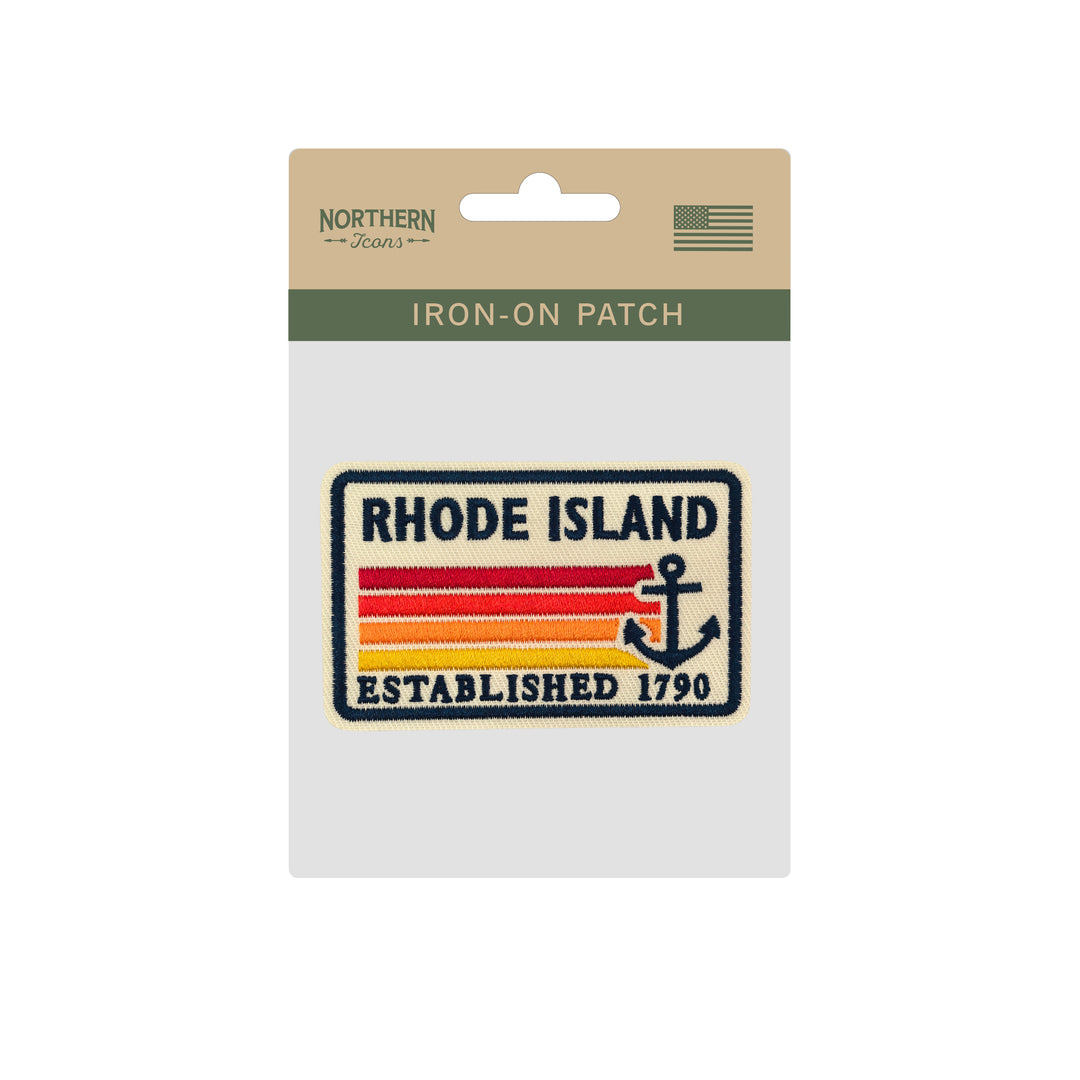 Rhode Island Retro Embroidered Iron-On Patch | Vintage Anchor Travel Souvenir Applique for Jackets, Backpacks & Hats