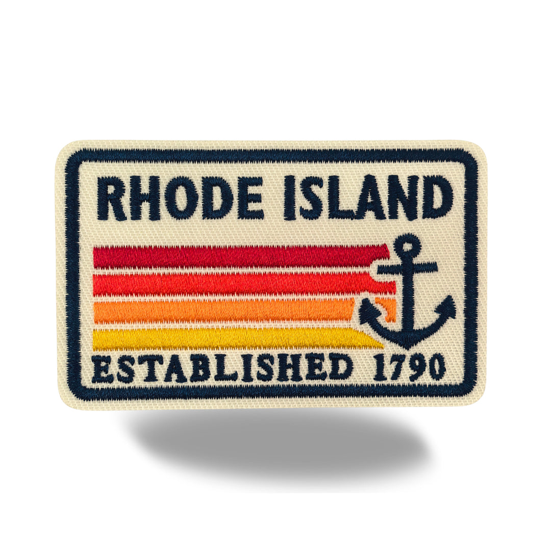 Rhode Island Retro Embroidered Iron-On Patch | Vintage Anchor Travel Souvenir Applique for Jackets, Backpacks & Hats