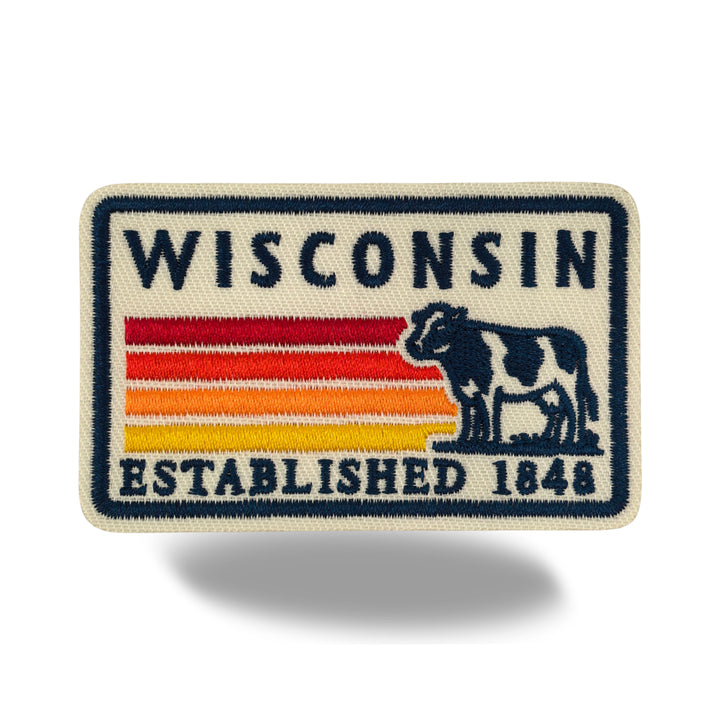 Wisconsin Dairy Cow Embroidered Iron-On Patch – Vintage State Souvenir Travel Patch