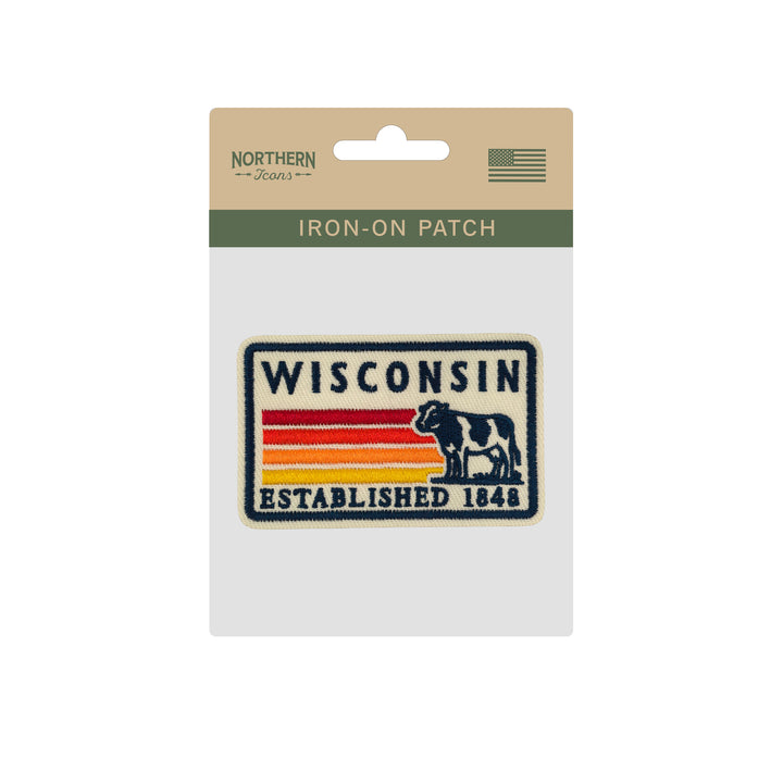 Wisconsin Dairy Cow Embroidered Iron-On Patch – Vintage State Souvenir Travel Patch