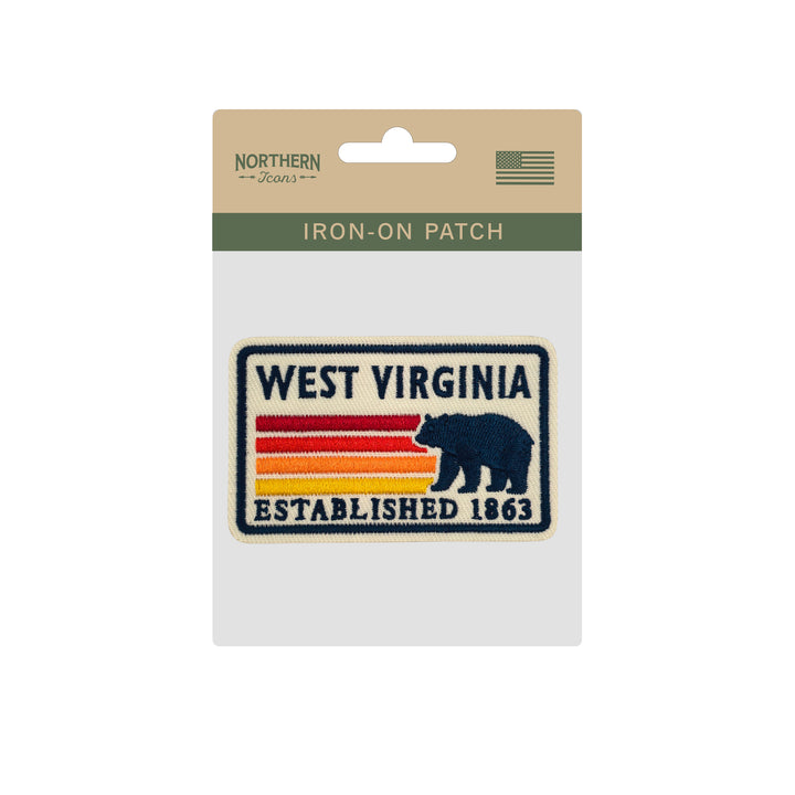 West Virginia Black Bear Embroidered Iron-On Patch – Vintage State Souvenir Patch