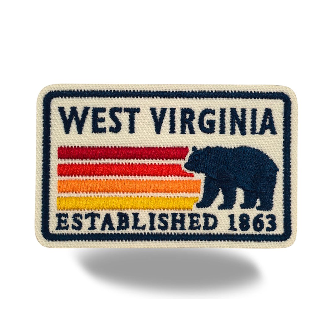 West Virginia Black Bear Embroidered Iron-On Patch – Vintage State Souvenir Patch
