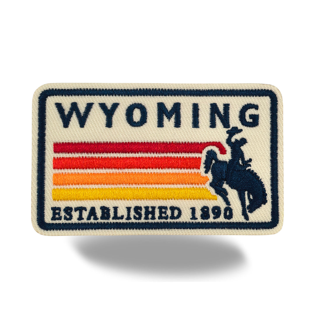 Wyoming Cowboy Bucking Horse Embroidered Iron-On Patch – Vintage State Souvenir Travel Patch