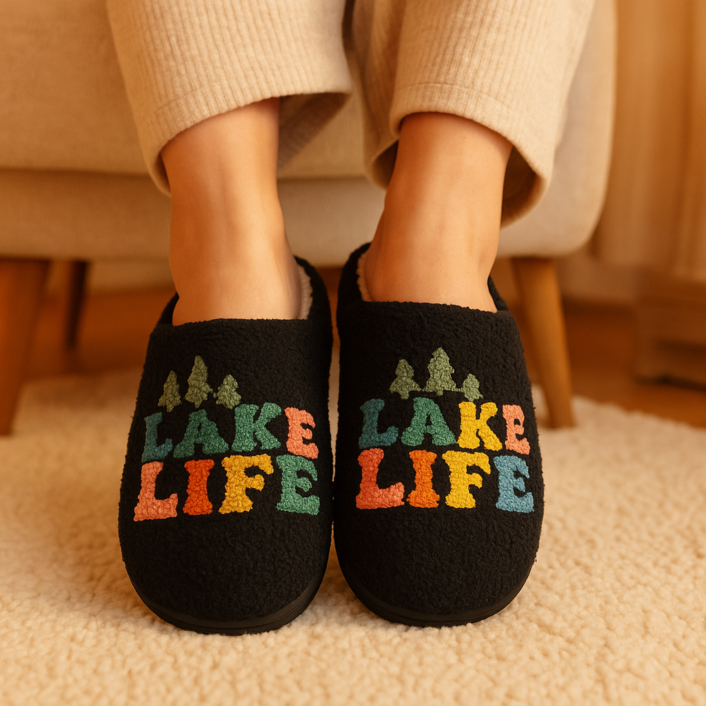 Groovy Lake Life Cozy SLIPPERS