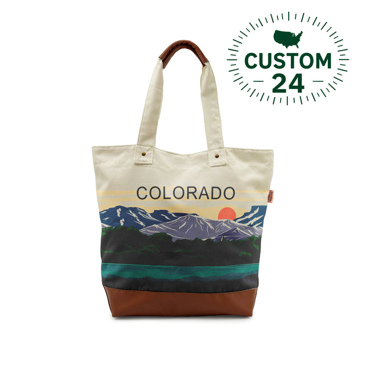 Colorado Canvas Tote Bag – Mountain Sunset National Park Travel Shoulder Bag