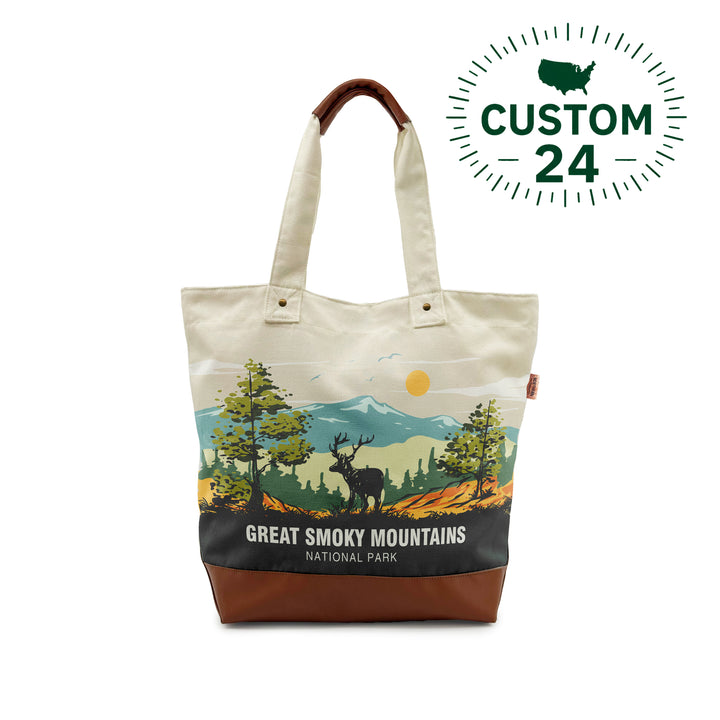 Great Smoky Mountains Canvas Tote Bag – National Park Adventure Travel Shoulder Bag