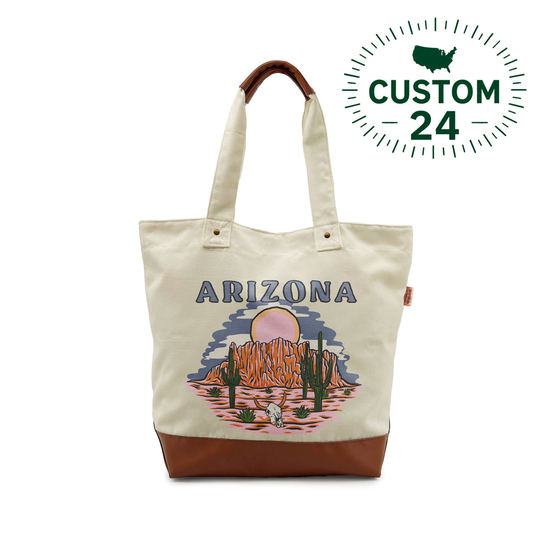 Arizona Canvas Tote Bag – Desert Landscape National Park Travel Shoulder Bag
