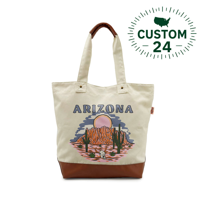 Arizona Canvas Tote Bag – Desert Landscape National Park Travel Shoulder Bag