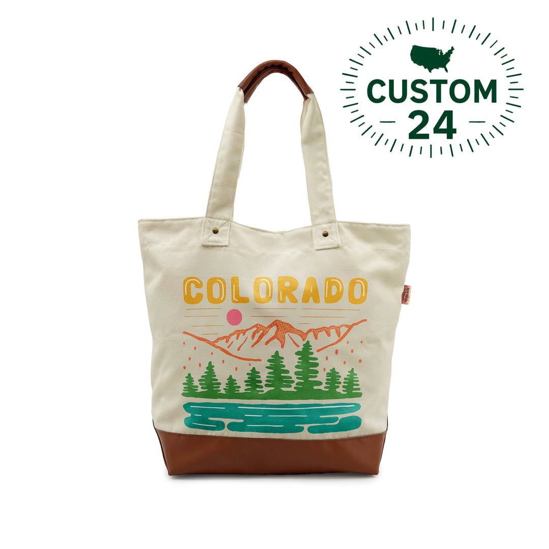 Colorado Canvas Tote Bag – Mountain Nature Adventure Outdoor Travel Shoulder Bag