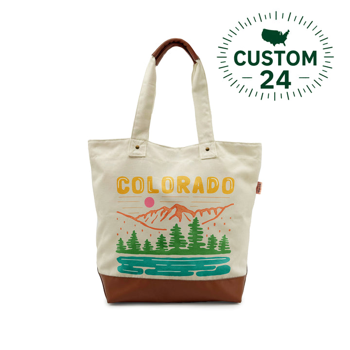 Colorado Canvas Tote Bag – Mountain Nature Adventure Outdoor Travel Shoulder Bag