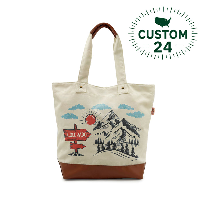 Colorado Mountains Canvas Tote Bag – Outdoor Travel Adventure Shoulder Bag