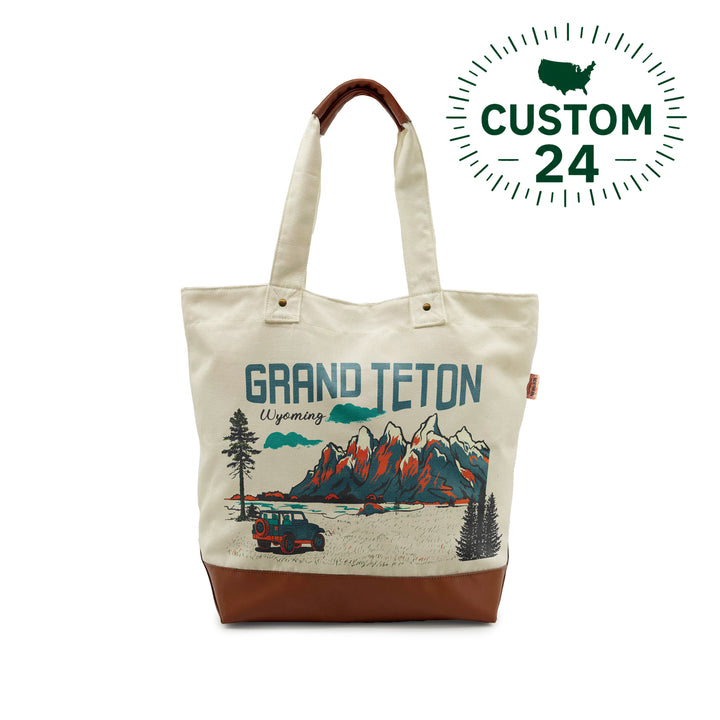 Grand Teton National Park Canvas Tote Bag – Adventure Travel Outdoor Shoulder Bag