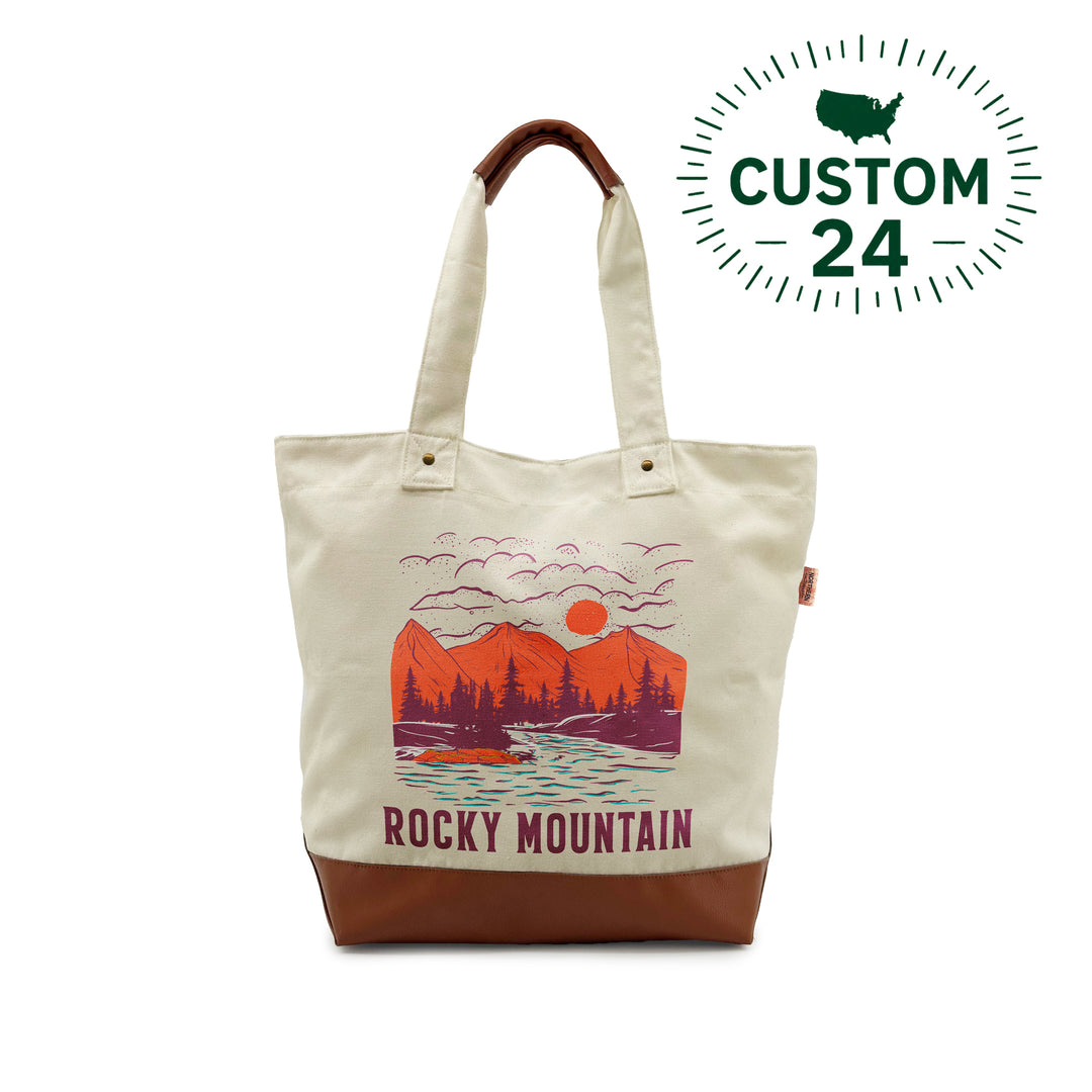 Rocky Mountain Canvas Tote Bag – Adventure Travel Outdoor Shoulder Bag