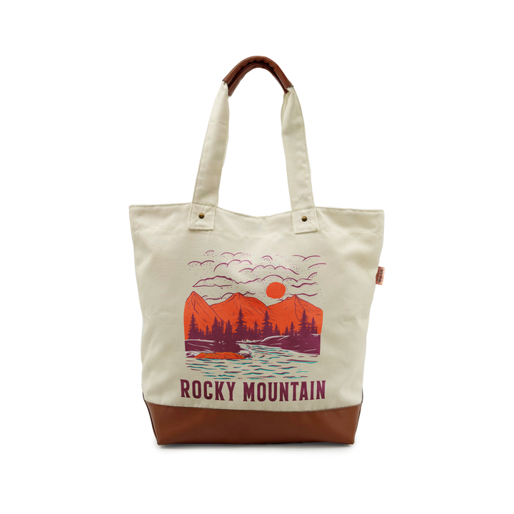 Rocky Mountain Sunset Adventure Series Large Canvas Tote Bag