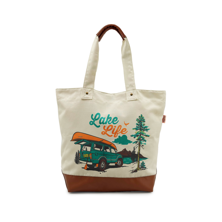 Lake Life Vibes Retro Camper Adventure Canvas Tote BAG