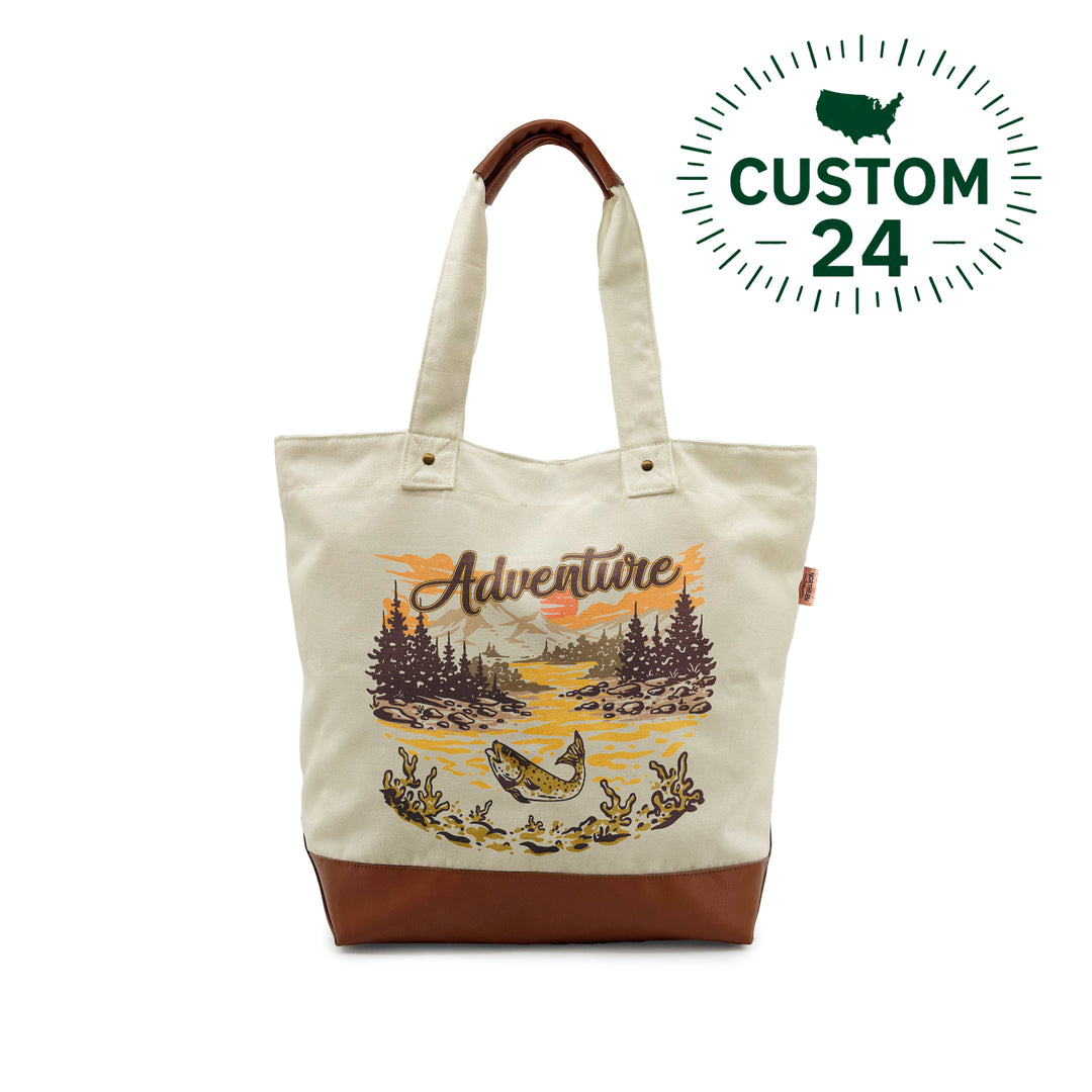 Adventure Canvas Tote Bag – Fishing Lake Outdoor Travel Shoulder Bag