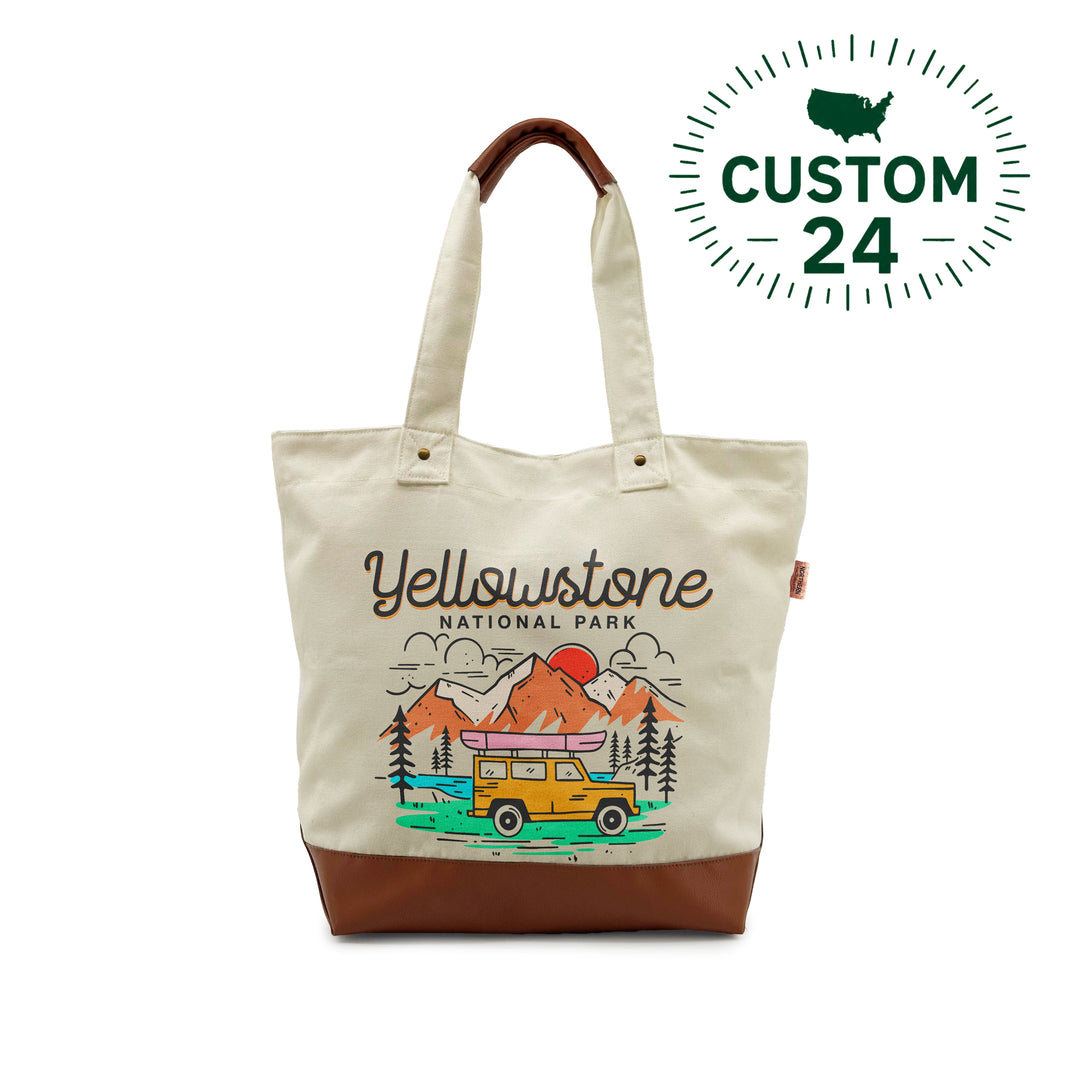 Yellowstone National Park Canvas Tote Bag – Adventure Travel Outdoor Shoulder Bag