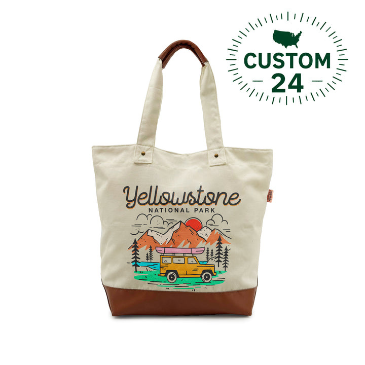 Yellowstone National Park Canvas Tote Bag – Adventure Travel Outdoor Shoulder Bag