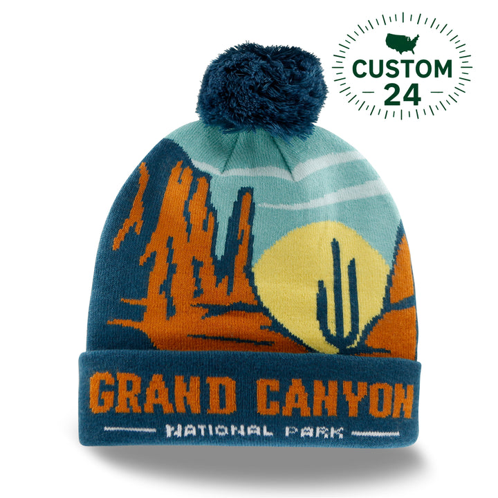 Grand Canyon National Park Beanie Hat with Pom Pom Winter Knit Cap Outdoor Hiking Hat