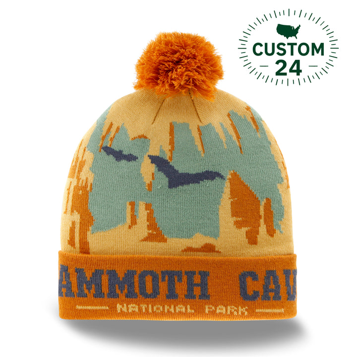Mammoth Cave National Park Beanie Hat Winter Knit Pom Cap Bats Outdoor Souvenir