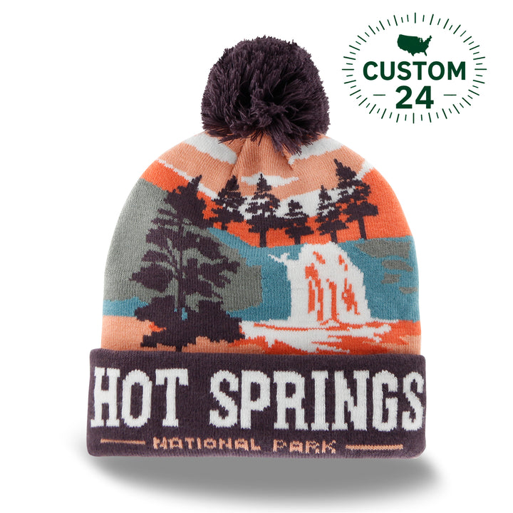 Hot Springs National Park Beanie Hat with Pom Pom Winter Knit Cap Outdoor Hiking Hat