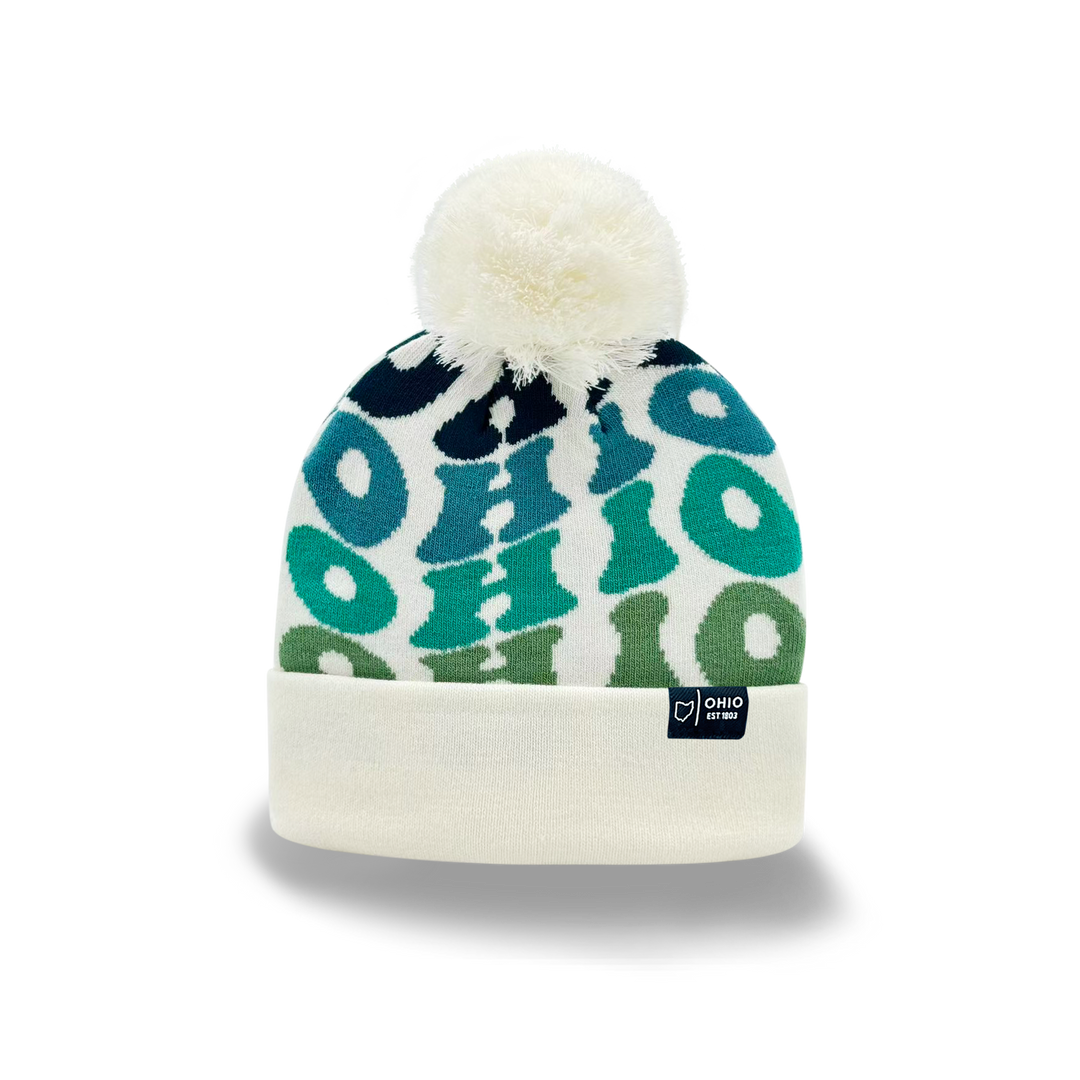 OHIO Colorful Knit Pom Pom Beanie - Retro Winter Warm Hat