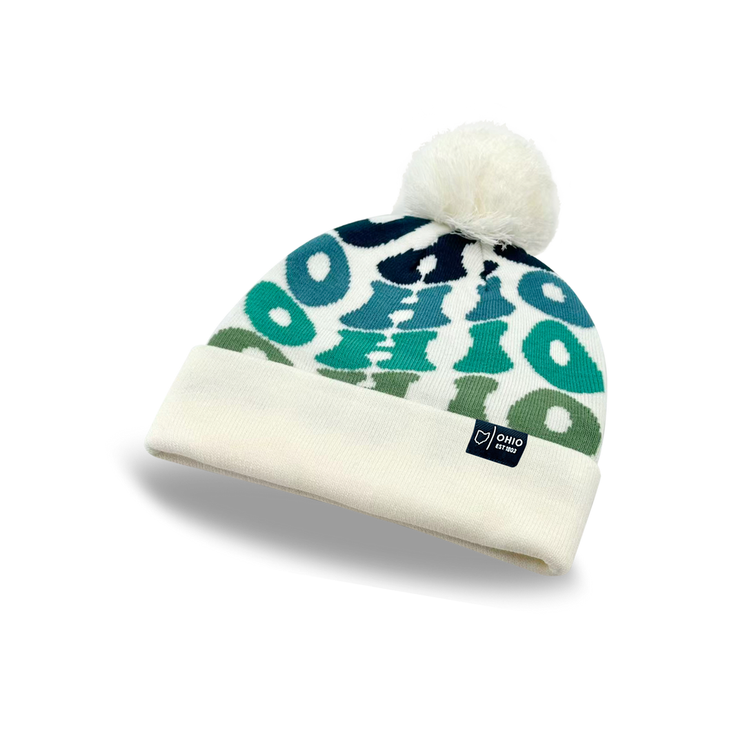 OHIO Colorful Knit Pom Pom Beanie - Retro Winter Warm Hat