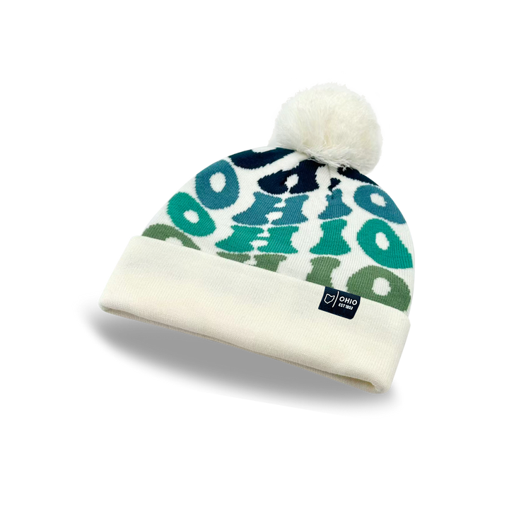 OHIO Colorful Knit Pom Pom Beanie - Retro Winter Warm Hat