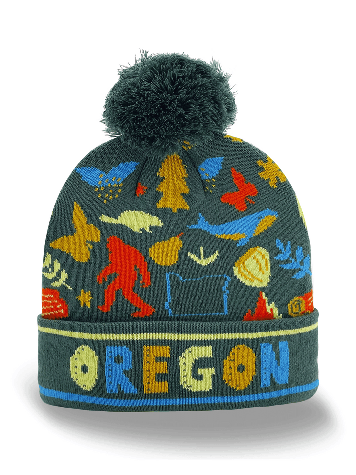 Oregon Adventure Knit Beanie – Bigfoot Forest Wildlife Outdoor Winter Hat