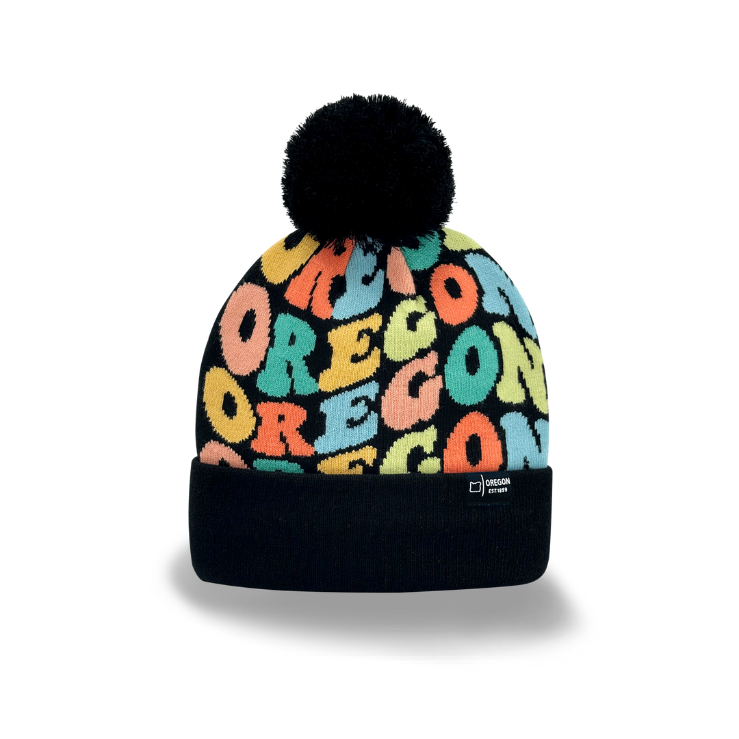 OREGON Colorful Knit Pom Pom Beanie - Retro Winter Warm Hat