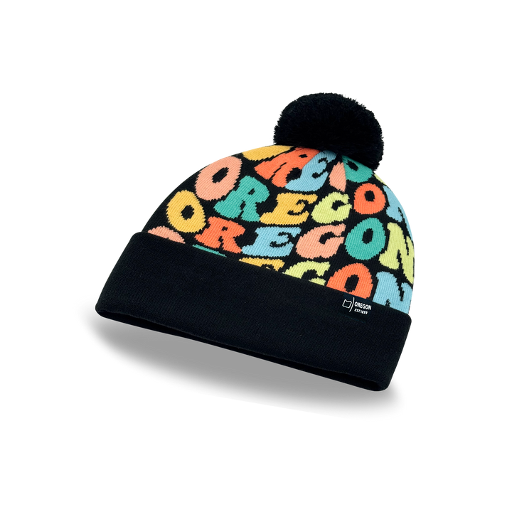 OREGON Colorful Knit Pom Pom Beanie - Retro Winter Warm Hat