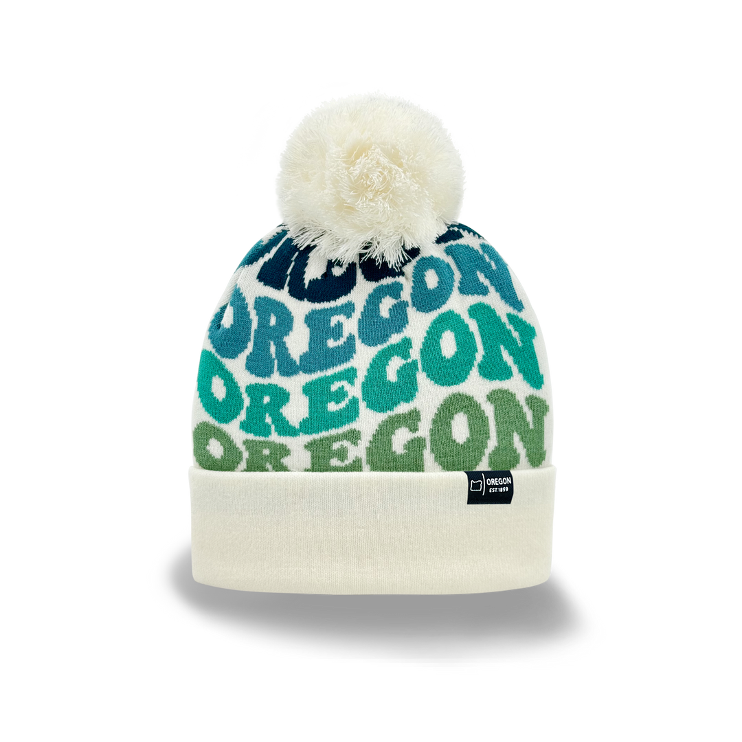 OREGON Colorful Knit Pom Pom Beanie - Retro Winter Warm Hat