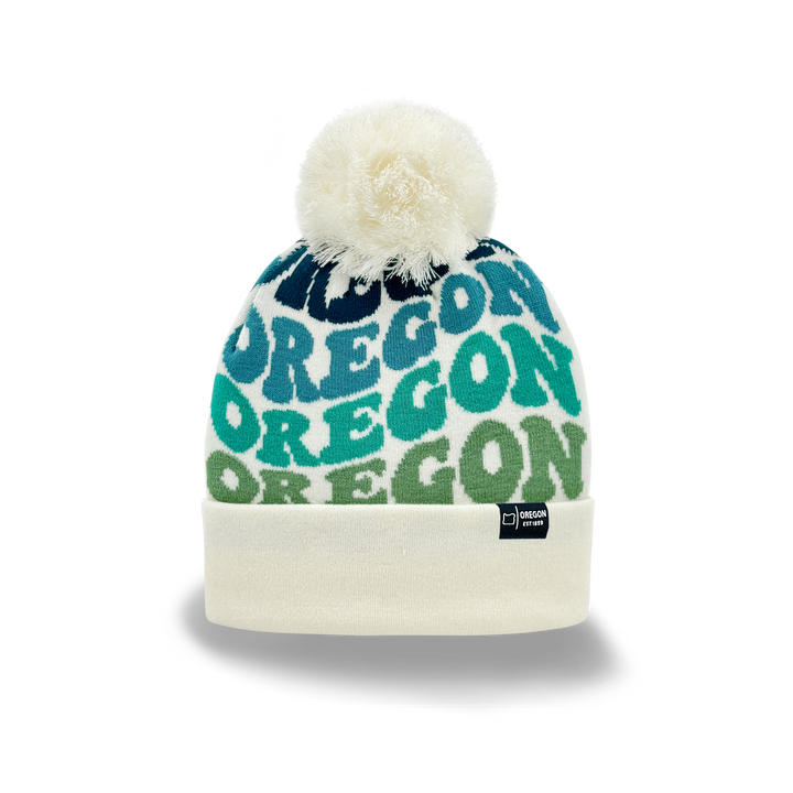 OREGON Colorful Knit Pom Pom Beanie - Retro Winter Warm Hat