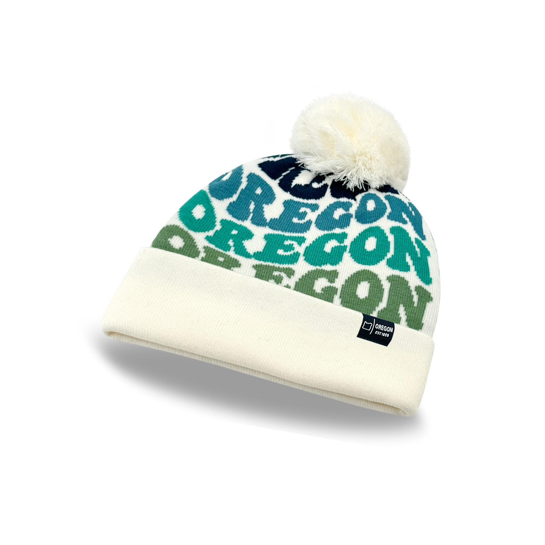 OREGON Colorful Knit Pom Pom Beanie - Retro Winter Warm Hat