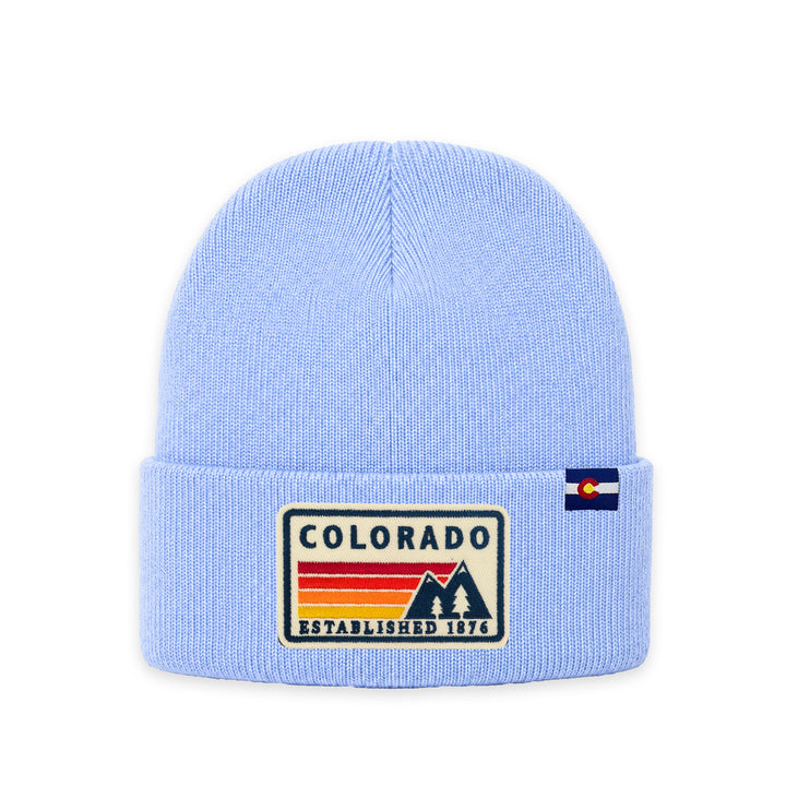 Colorado Mountain Patch Cuffed Beanie | 100% Acrylic Winter Hat with Embroidered State Patch
