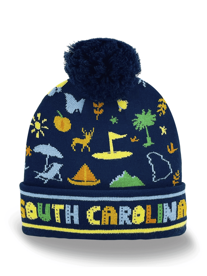 South Carolina State Knit Beanie Hat with Pom Pom | Coastal Travel Souvenir Gift