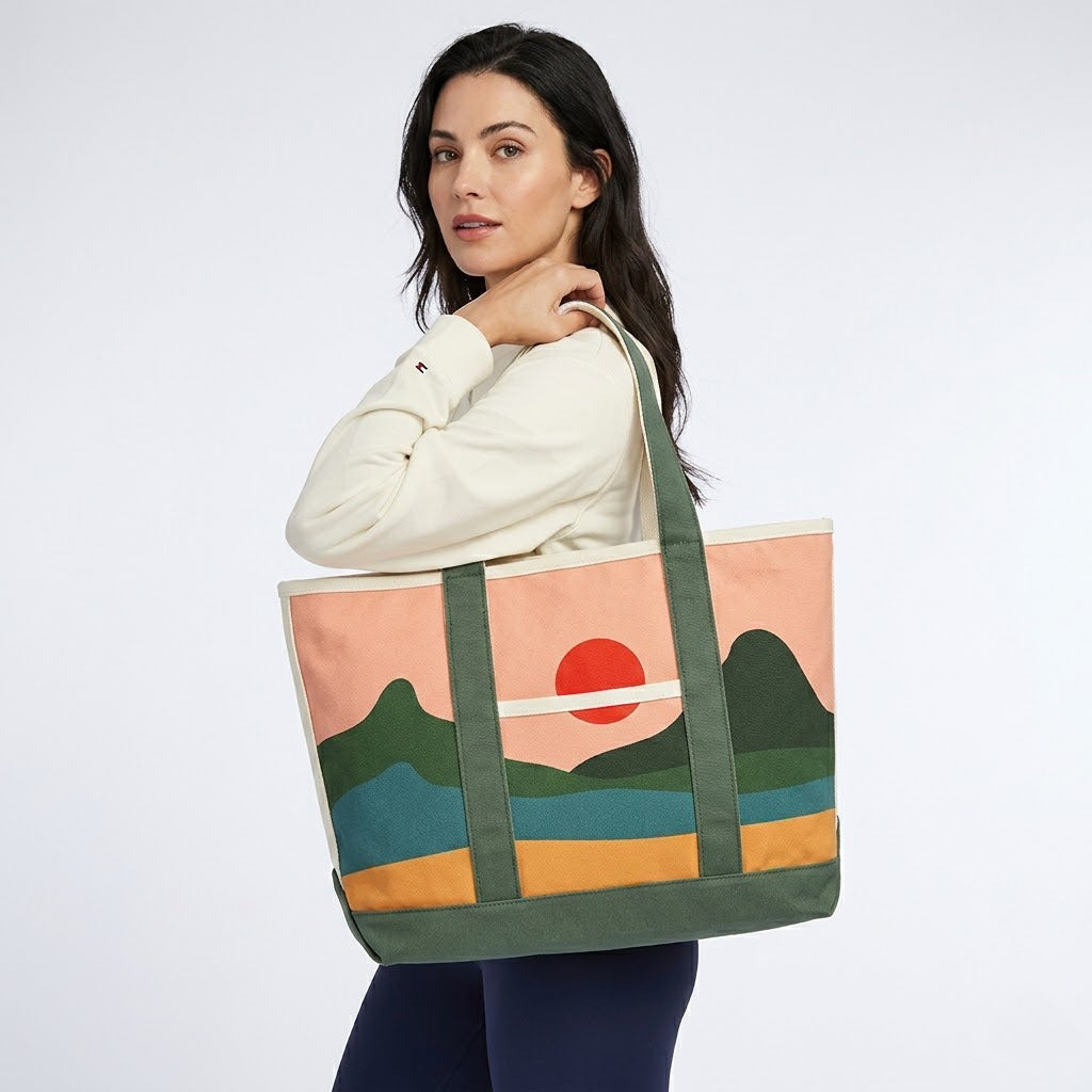 Minimalist Mountain Landscape Canvas Tote Bag