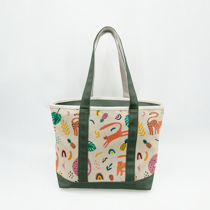 Playful Jungle Adventure Canvas Tote Bag ¨C Tropical Animal Travel Carryall