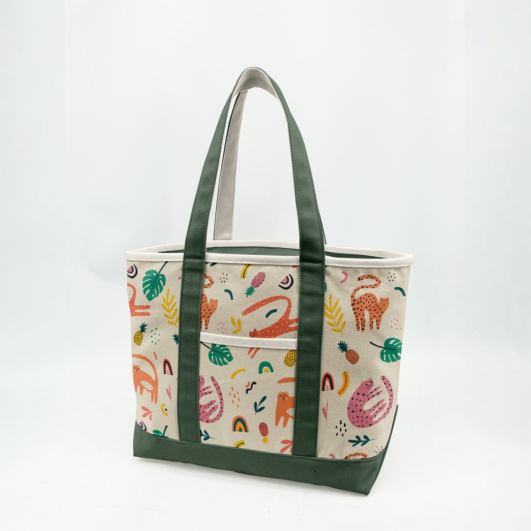 Playful Jungle Adventure Canvas Tote Bag ¨C Tropical Animal Travel Carryall