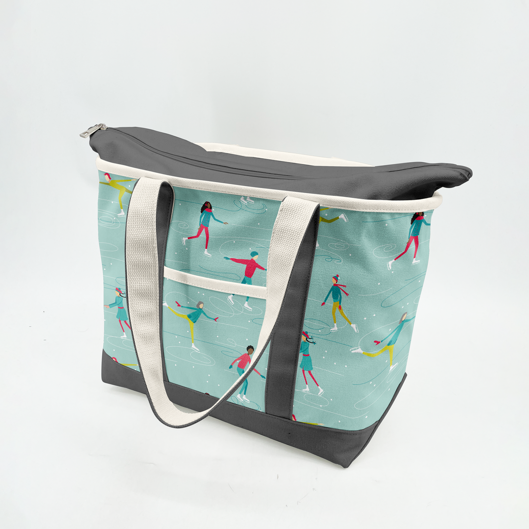 Ice Skating Adventure Canvas Tote Bag ¨C Winter Recreation Travel Carryall