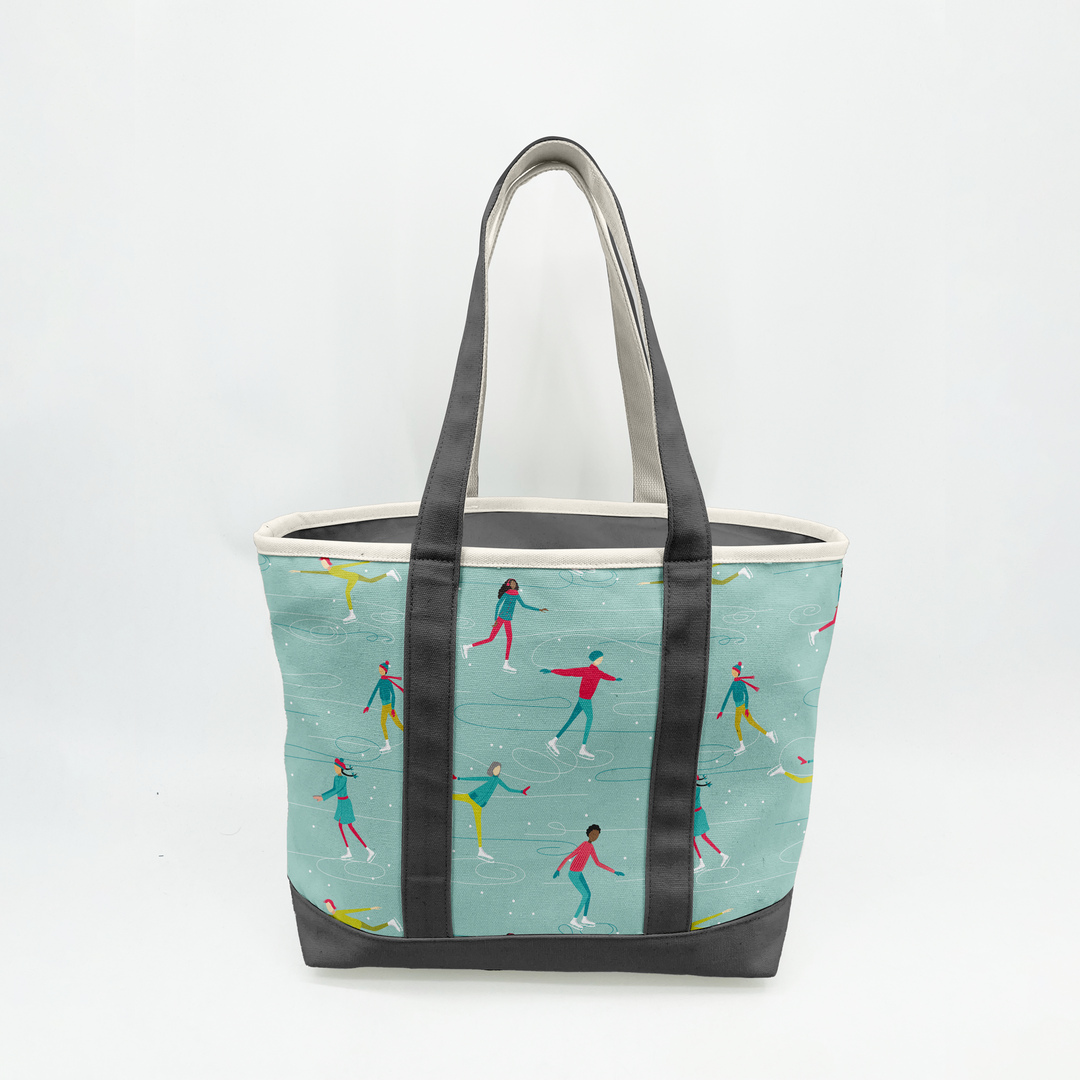 Ice Skating Adventure Canvas Tote Bag ¨C Winter Recreation Travel Carryall
