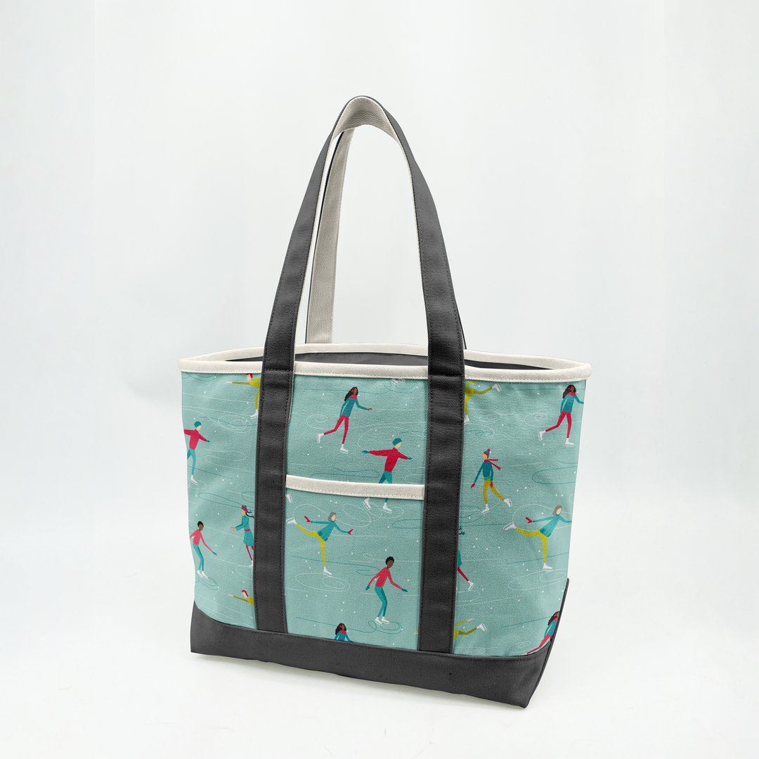 Ice Skating Adventure Canvas Tote Bag ¨C Winter Recreation Travel Carryall