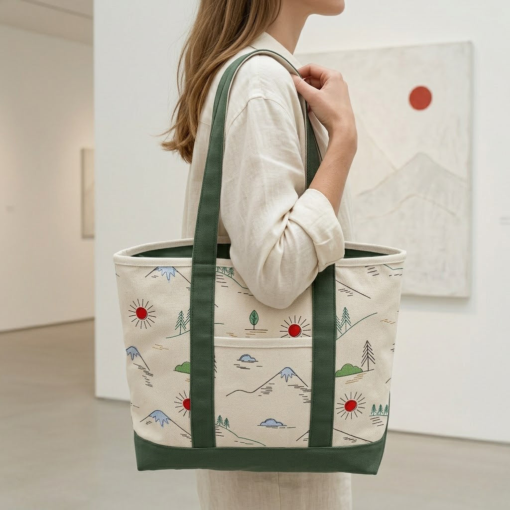 Minimal Mountain Landscape Canvas Tote Bag ¨C Outdoor Adventure Carryall