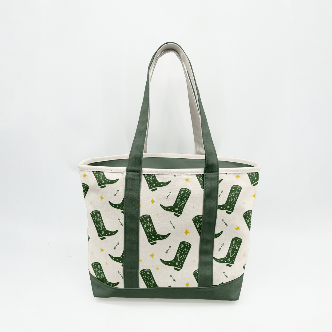Western Cowboy Boots Canvas Tote Bag ¨C Rustic Adventure Carryall